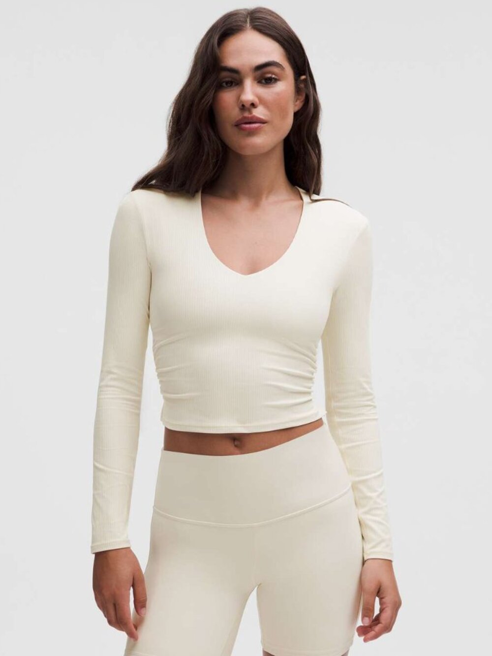 All It Takes Ribbed Nulu V-Neck Long-Sleeve Shirt B-D Cups